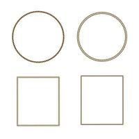 Set of various rope frames and round decorative elements. vector