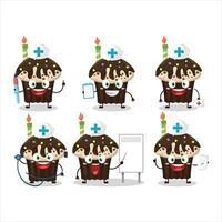 Doctor profession emoticon with birthday muffin cartoon character vector