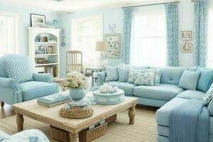 Eclectic style living room design.  AI Generative Pro Photo