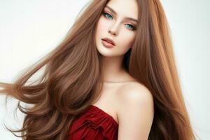 beautiful woman fashion model with long hair.  AI Generative Pro Photo