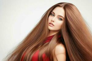 beautiful woman fashion model with long hair.  AI Generative Pro Photo