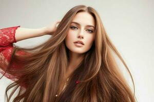 beautiful woman fashion model with long hair.  AI Generative Pro Photo