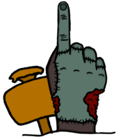 zombi main avec signe planche dessin animé illustration pour Halloween png