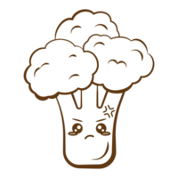 Angry Face Broccoli Set Face Vegetable Line Style png