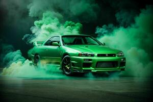 Sport car Nissan Skyline GTR R32 JDM.  AI Generative Pro Photo