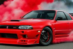 Sport car Nissan Skyline GTR R32 JDM.  AI Generative Pro Photo