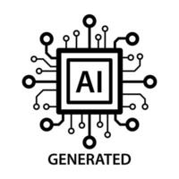 Artificial intelligence generated icon vector AI sign for graphic design, logo, website, social media, mobile app, UI illustration.