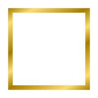 Gold shiny glowing vintage square frame with shadows isolated on white background. Gold realistic square border. Vector illustration