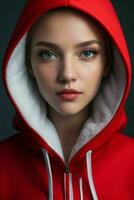 Stunning woman with a hoodie. AI Generative Pro Photo