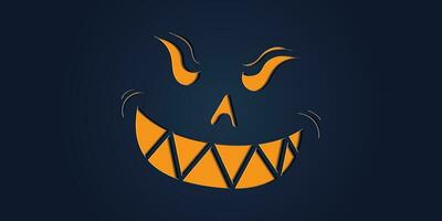 Simple halloween pumpkin expressions in paper cut style for poster or brochure. vector