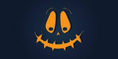 Simple halloween pumpkin expressions in paper cut style for poster or brochure. vector