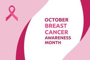 Breast cancer awareness month poster background concept design with pink ribbon illustration vector. vector