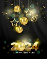 2024 happy new year background banner vector. New year celebration concept for greeting card, banner and post template. vector