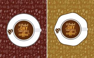 gratis vector genial antecedentes con café taza conjunto y bonito frase