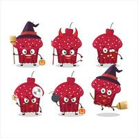 Halloween expression emoticons with cartoon character of cherry muffin vector