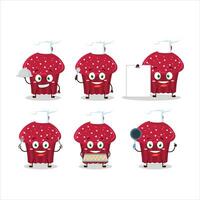 Cartoon character of cherry muffin with various chef emoticons vector