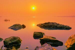 River at sunset landscape, Nature sunset beautiful photo