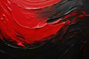 negro y rojo resumen petróleo pintura en lienzo, acrílico textura fondo, áspero Pinceladas de pintar foto