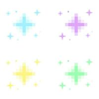 Pastel sparkle pixel art, Sparkling pixel set, vector sparkling pixel set, pastel heart pixel art.