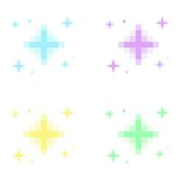 Pastel sparkle pixel art, Sparkling pixel set, vector sparkling pixel set, pastel heart pixel art.