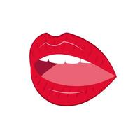 Mouth. Vector illustration of red lips. Open mouth with white teeth. Lips.