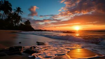 Sunset beach. serene, breathtaking, romantic, dreamy, peaceful photo