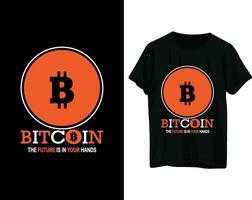 Bitcoin the future is in your hands tshirt design vector