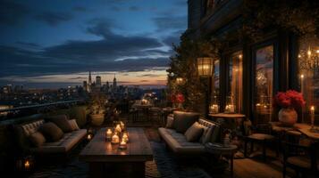 Rooftop view. breathtaking, romantic, glamorous, chic, elegant photo