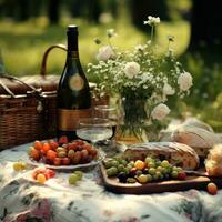 Picnic in the park. charming, relaxed, sweet, playful, natural photo