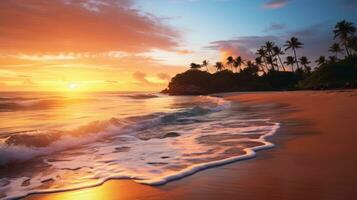 Sunset beach. serene, breathtaking, romantic, dreamy, peaceful photo