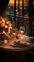 Candlelit dinner. romantic, intimate, cozy, elegant, sophisticated photo