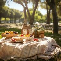 Picnic in the park. charming, relaxed, sweet, playful, natural photo