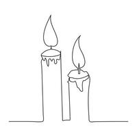 Continuous line drawing candle vector illustration Design