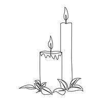 Continuous line drawing candle vector illustration Design