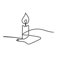 Continuous line drawing candle vector illustration Design