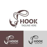 Hook Fishing logo simple and modern vintage rustic vector design style template illustration