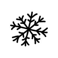 Vector single snowflake in doodle style on a white background. Stock isolated image.
