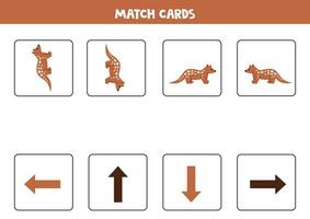 Left, right, up or down. Spatial orientation with cute cartoon tiger quoll. vector