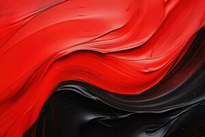 negro y rojo resumen petróleo cuadro, acrílico textura fondo, áspero Pinceladas de pintar foto