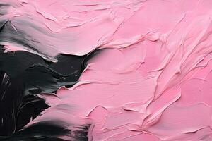 abstract oil painting on canvas, black and pink acrylic texture background, rough brushstrokes of paint photo