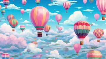 whimsical hot air balloons, digital art illustration, Generative AI photo