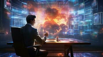 virtual boardroom, digital art illustration, Generative AI photo