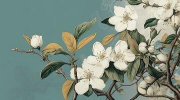 vintage botanical, digital art illustration, Generative AI photo