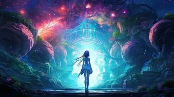 unlock the gateway to virtual utopia, digital art illustration, Generative AI photo