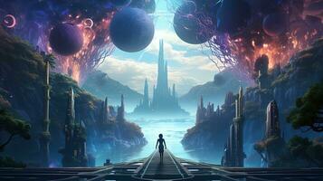 unlock the gateway to virtual utopia, digital art illustration, Generative AI photo
