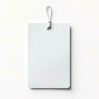 Empty white price tag or label mockup isolated on white background photo