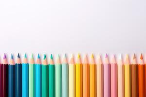 Colored pencils, isolated on the light background. image with copy space photo