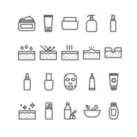 Skincare outline icon set vector