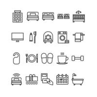 Hotel outline icon set vector