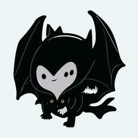 Halloween black bat cartoon illustration vector